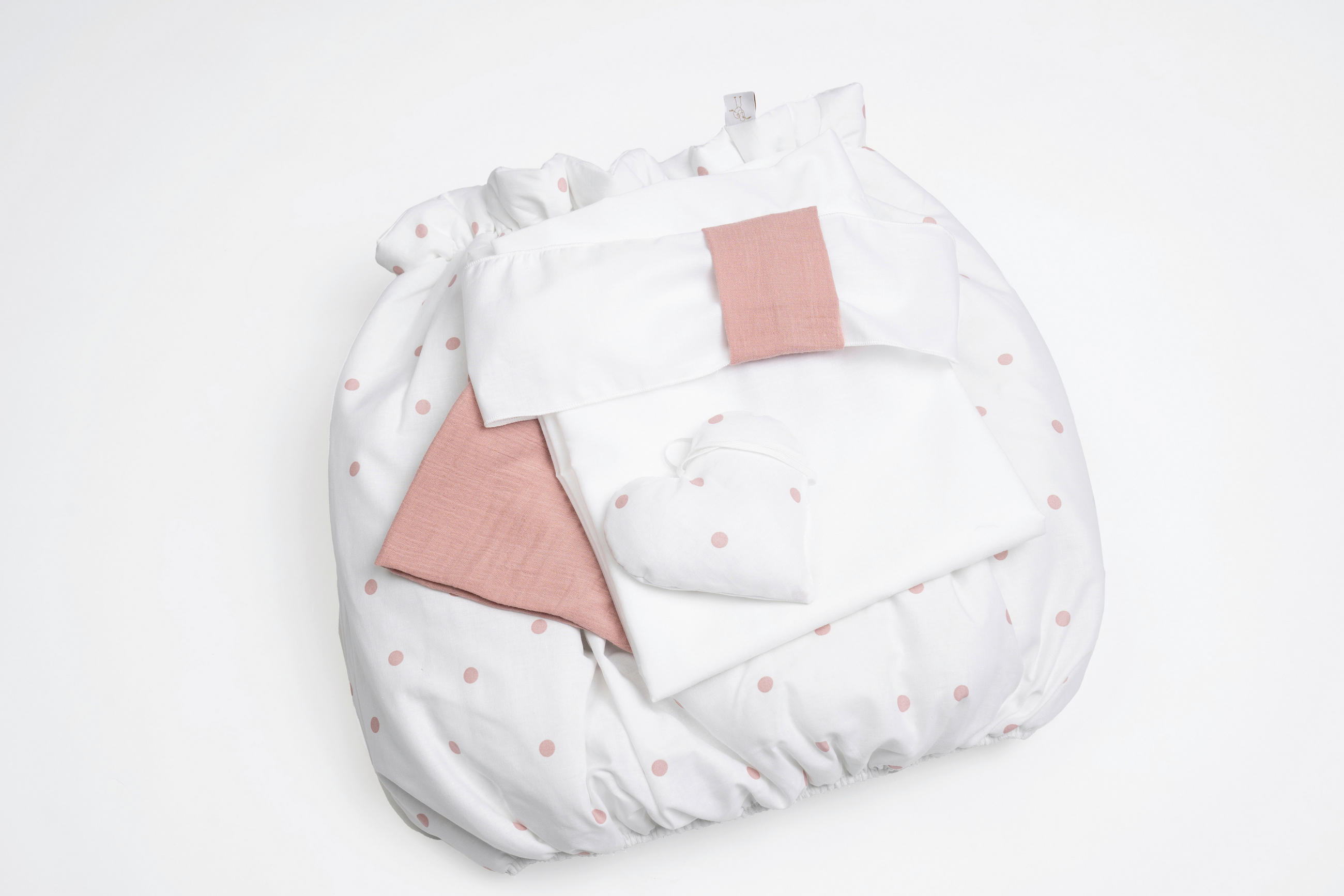 STUBENWAGENSET Textile Ausstattung Punkte  Rosa  - Rosa/Weiß, Basics, Kunststoff/Textil (130/180cm) - Mionido