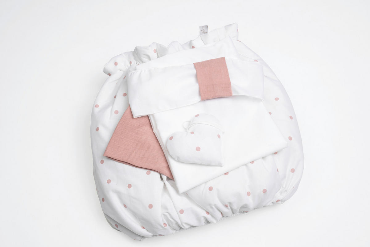 STUBENWAGENSET Textile Ausstattung Punkte   - Rosa/Weiß, Basics, Kunststoff/Textil (130/180cm) - Mionido