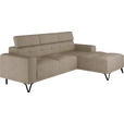 ECKSOFA Beige Chenille  - Beige/Schwarz, KONVENTIONELL, Textil/Metall (264/178cm) - Hom`in