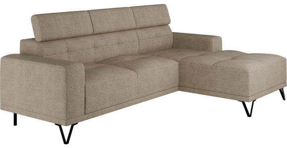ECKSOFA Beige Chenille - Beige/Schwarz, KONVENTIONELL, Textil/Metall (264/178cm) - Hom`in