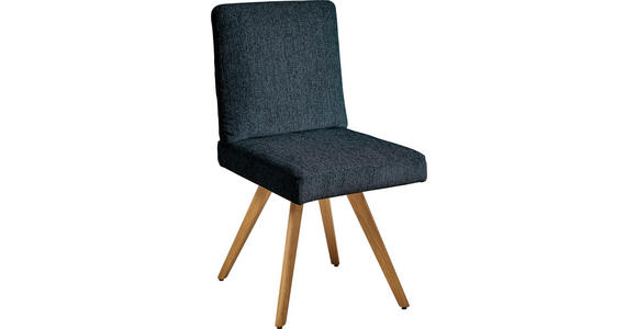 STUHL in Chenille Holz, Textil - Eichefarben/Dunkelblau, Design, Holz/Textil (46/94/58cm) - Dieter Knoll
