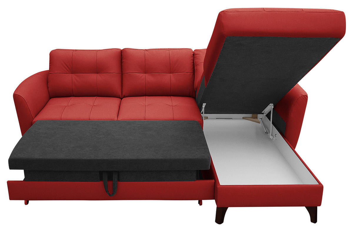 ECKSOFA in Lederlook Echtleder Rot  - Buchefarben/Rot, Design, Leder/Holz (238/168cm) - Livetastic