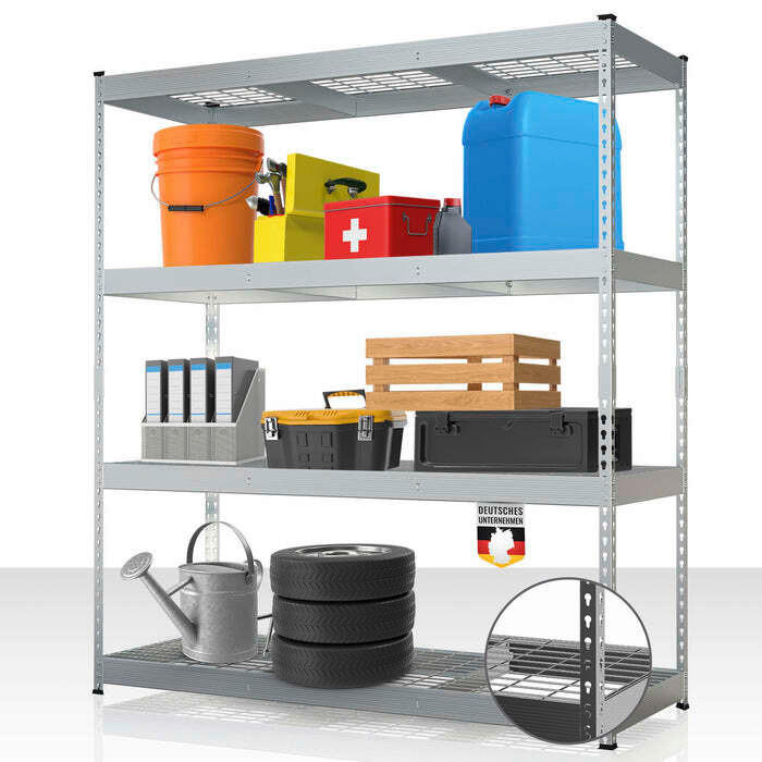 SCHWERLASTREGAL 160/180/60 cm  - Zinkfarben, Basics, Metall (160/180/60cm) - Floordirekt