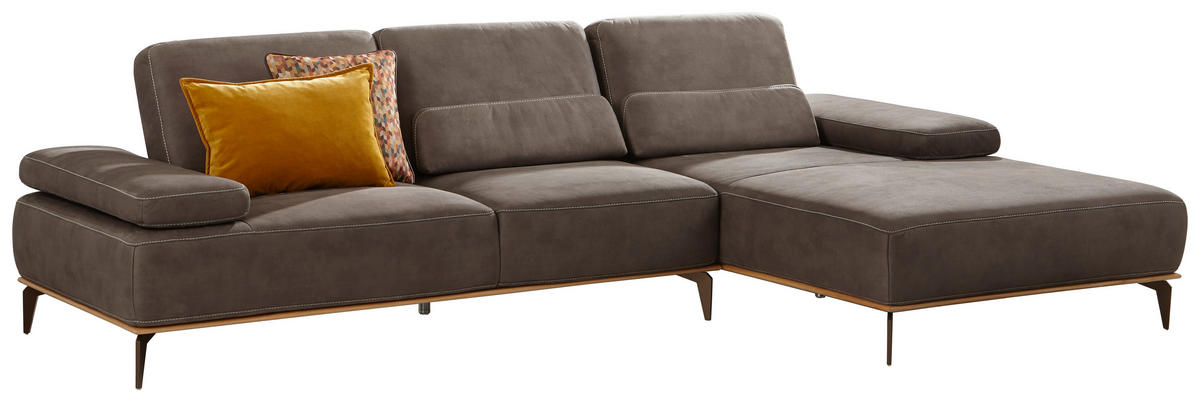 ECKSOFA 16580 Sprint Mokka Mikrofaser  - Beige/Bronzefarben, Design, Textil/Metall (298/176cm) - Valnatura