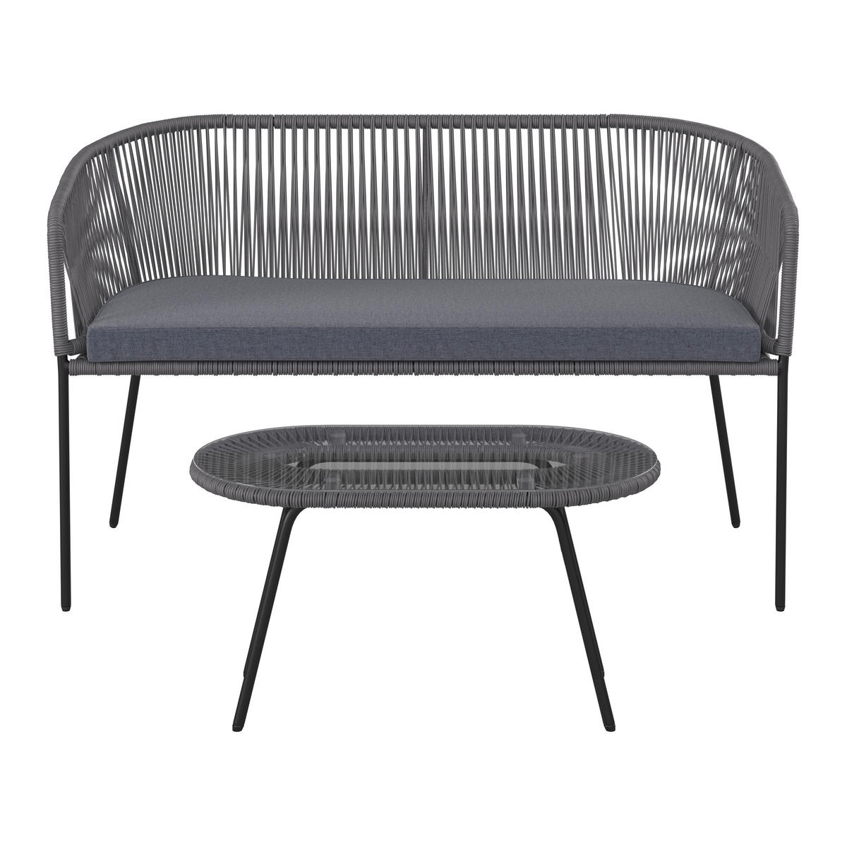GARTENSET   - Schwarz/Grau, Modern, Textil/Metall (90/50/38cm) - Ambia Garden