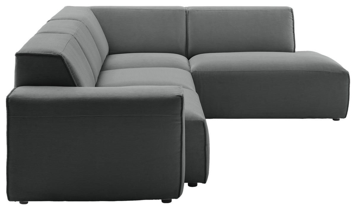 ECKSOFA in Cord Anthrazit  270/210 cm  - Anthrazit/Schwarz, Design, Kunststoff/Textil (270/210cm) - Pure Home Lifestyle