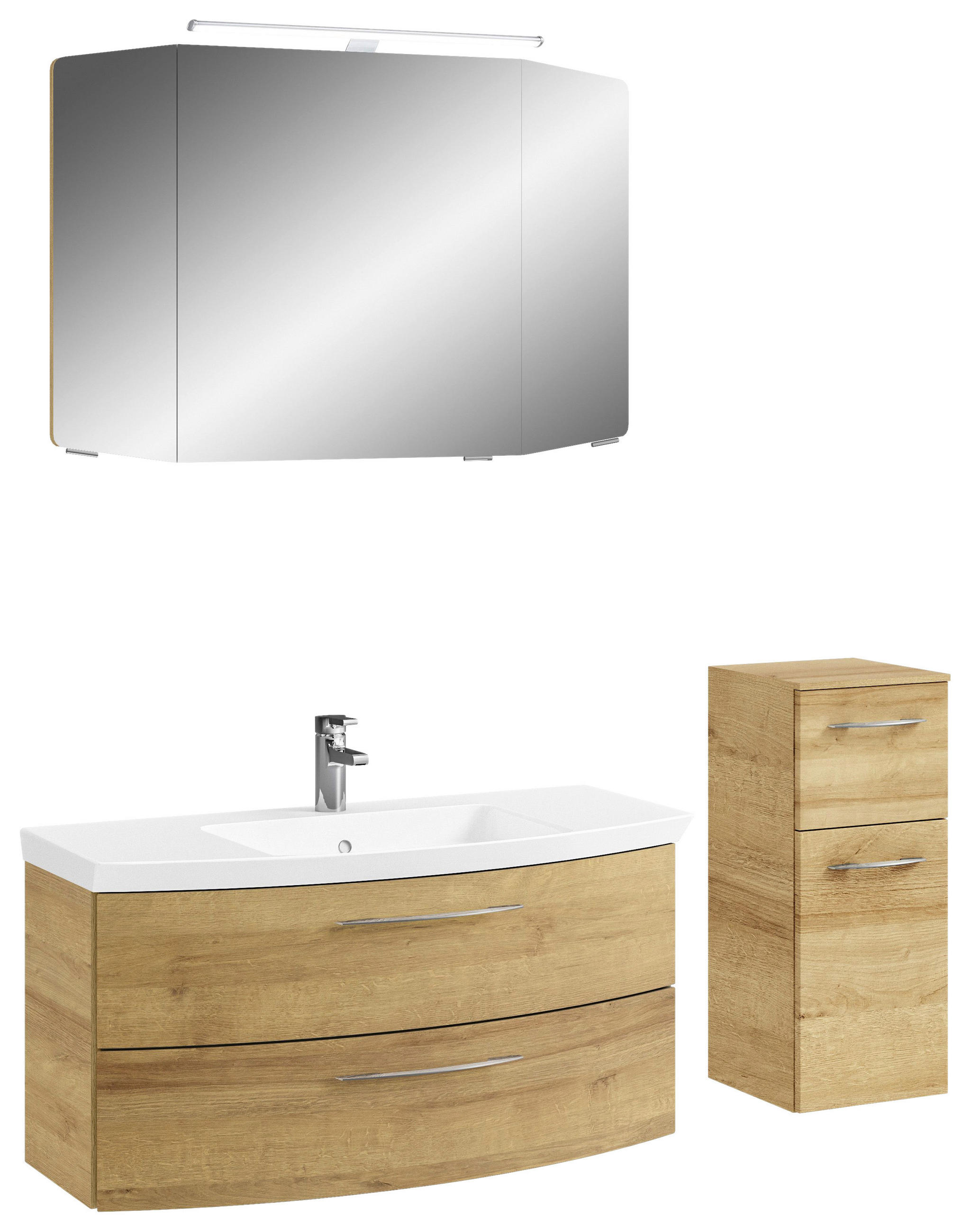 BADEZIMMER 4-teilig  in 131 cm  - Chromfarben/Eichefarben, KONVENTIONELL, Glas/Holzwerkstoff (131cm) - Pelipal