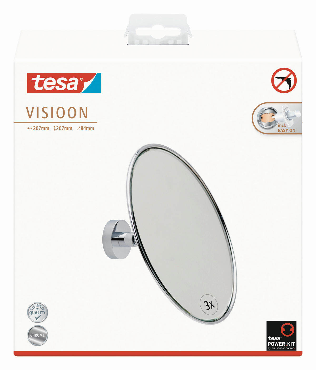 SCHMINKSPIEGEL Chromfarben  - Chromfarben, Basics, Glas/Metall (20,7/20,7/8,4cm) - Tesa