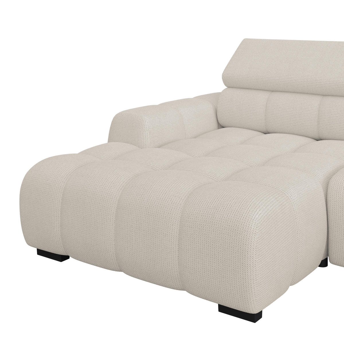 ECKSOFA Creme Webstoff  - Creme/Schwarz, Trend, Kunststoff/Textil (168/285cm) - Livetastic