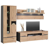 MODULARNI DNEVNI REGAL,  barve grafita, hrast artisan  - črna/barve grafita, Moderno, leseni material (282/197/47cm) - Hom`in