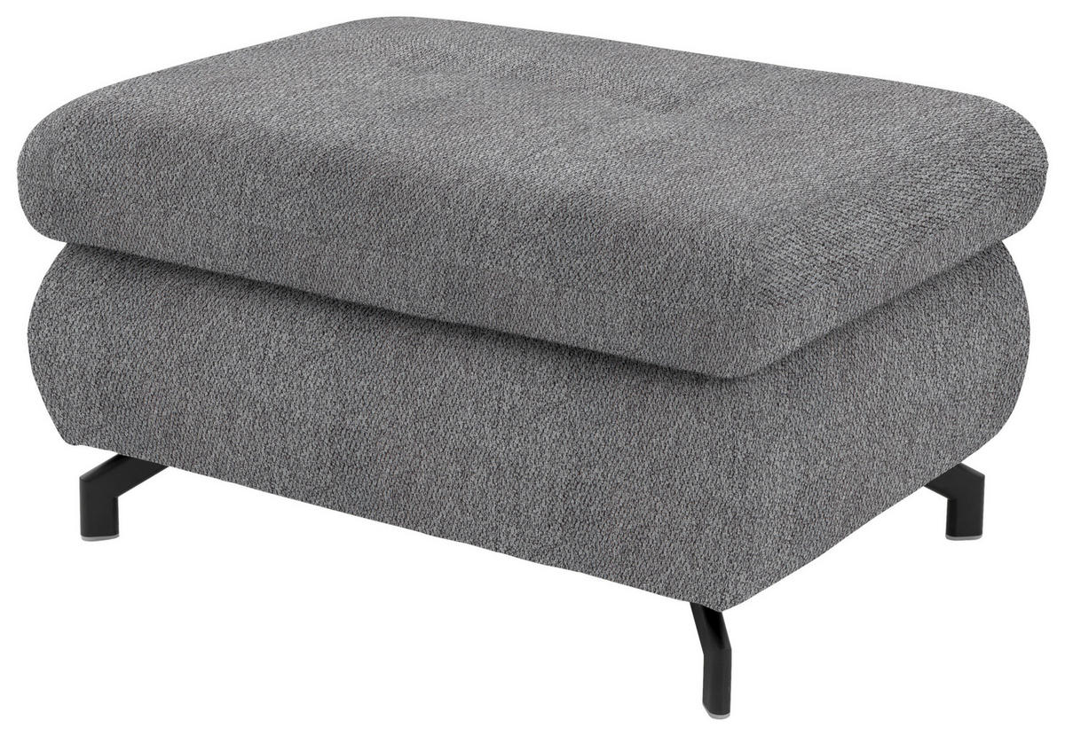 ECKSOFA in Chenille Grau  - Schwarz/Grau, Design, Textil/Metall (220/310cm) - Beldomo Style