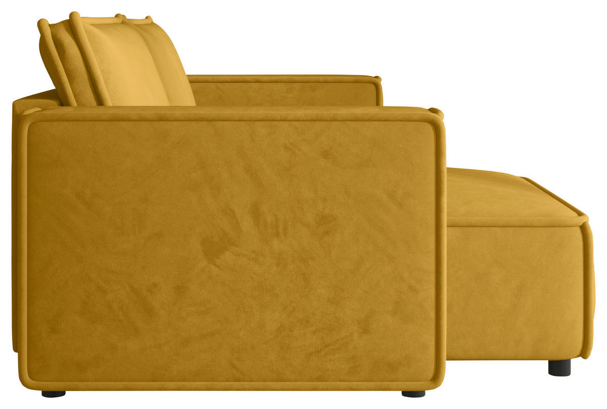 ECKSOFA Senfgelb Webstoff Zierkissen, Rückenkissen, Rücken echt  - Senfgelb/Schwarz, MODERN, Kunststoff/Textil (153/250cm) - Xora