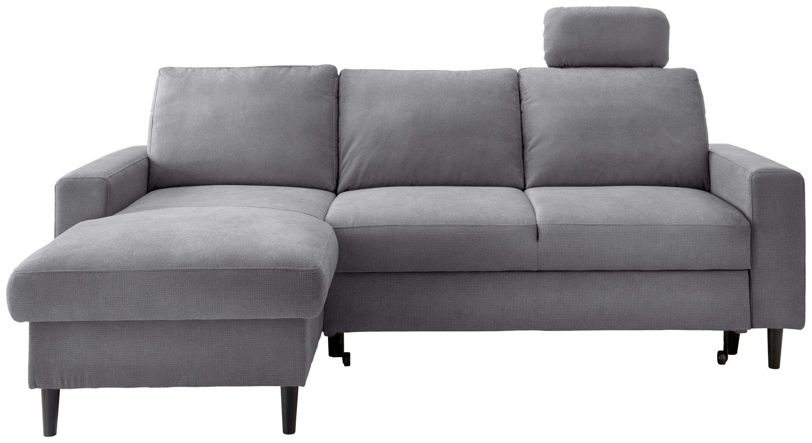 ECKSCHLAFSOFA in Chenille Dunkelgrau - Dunkelgrau/Schwarz, Modern, Holz/Textil (147/234cm) - Livetastic