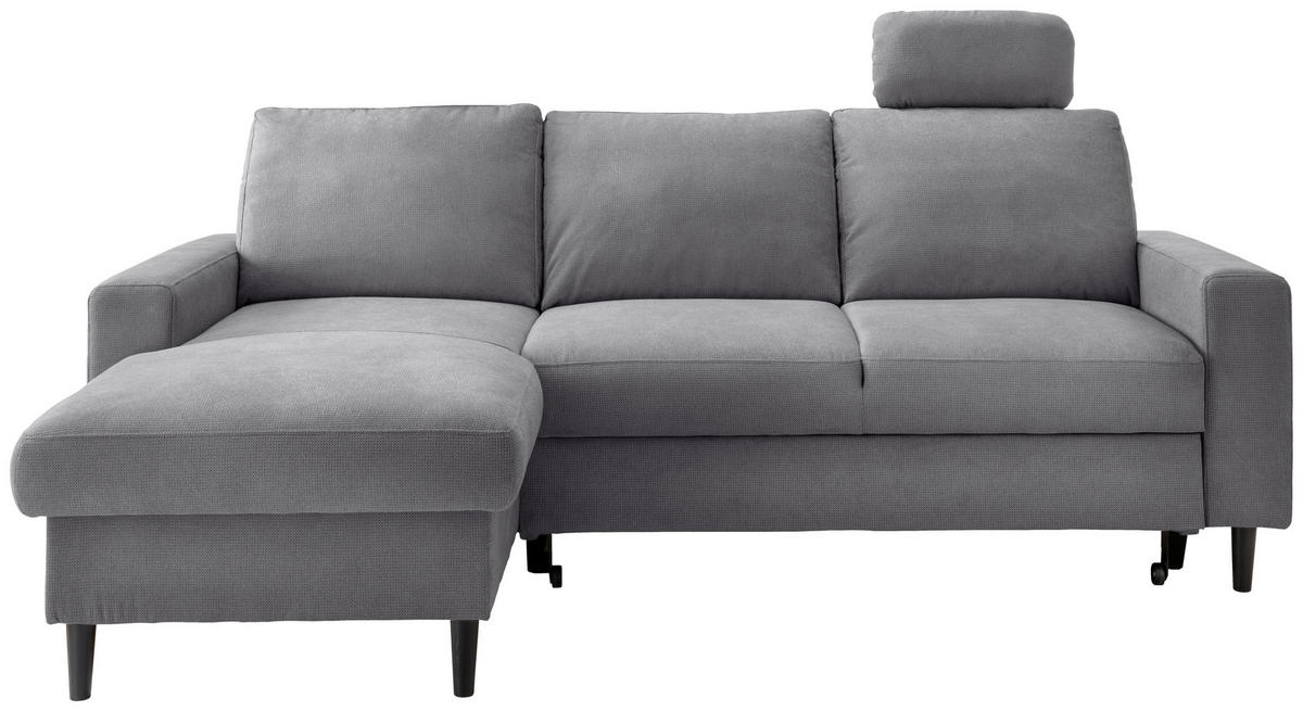 ECKSCHLAFSOFA Chenille Dunkelgrau  - Dunkelgrau/Schwarz, MODERN, Holz/Textil (147/234cm) - Livetastic