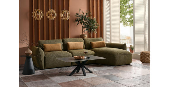 ECKSOFA in Chenille Dunkelgrün 340/190 cm - Dunkelgrün/Schwarz, Design, Kunststoff/Textil (340/190cm) - Emilio Belluti