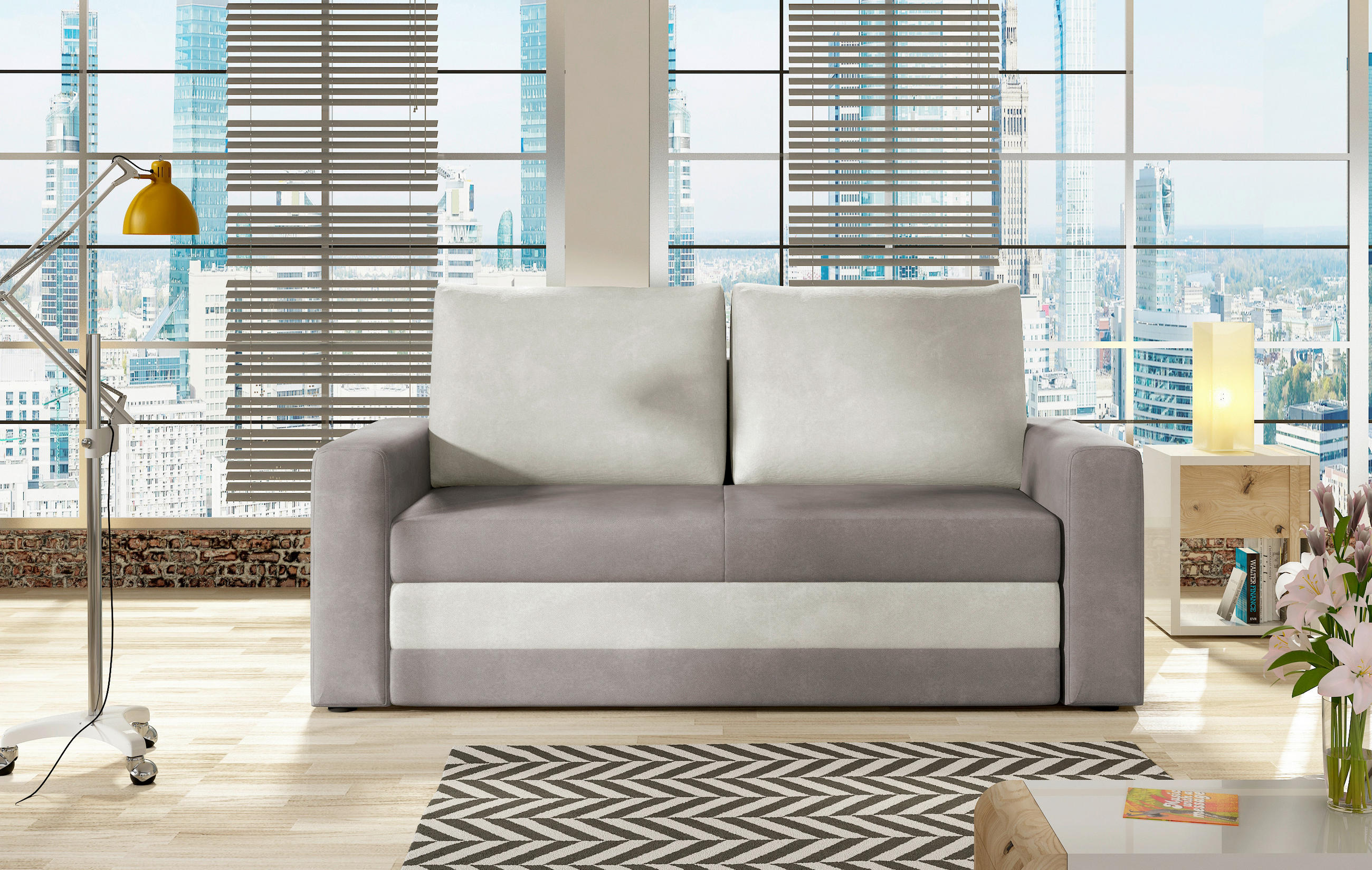 SCHLAFSOFA Samt Taupe  - Taupe/Schwarz, Design, Kunststoff/Textil (150/90/90cm) - MID.YOU