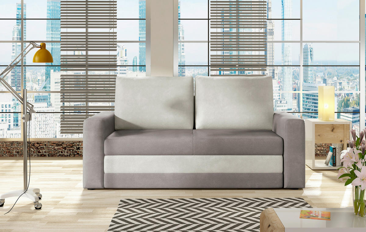 SCHLAFSOFA Samt Taupe  - Taupe/Schwarz, Design, Kunststoff/Textil (150/90/90cm) - MID.YOU