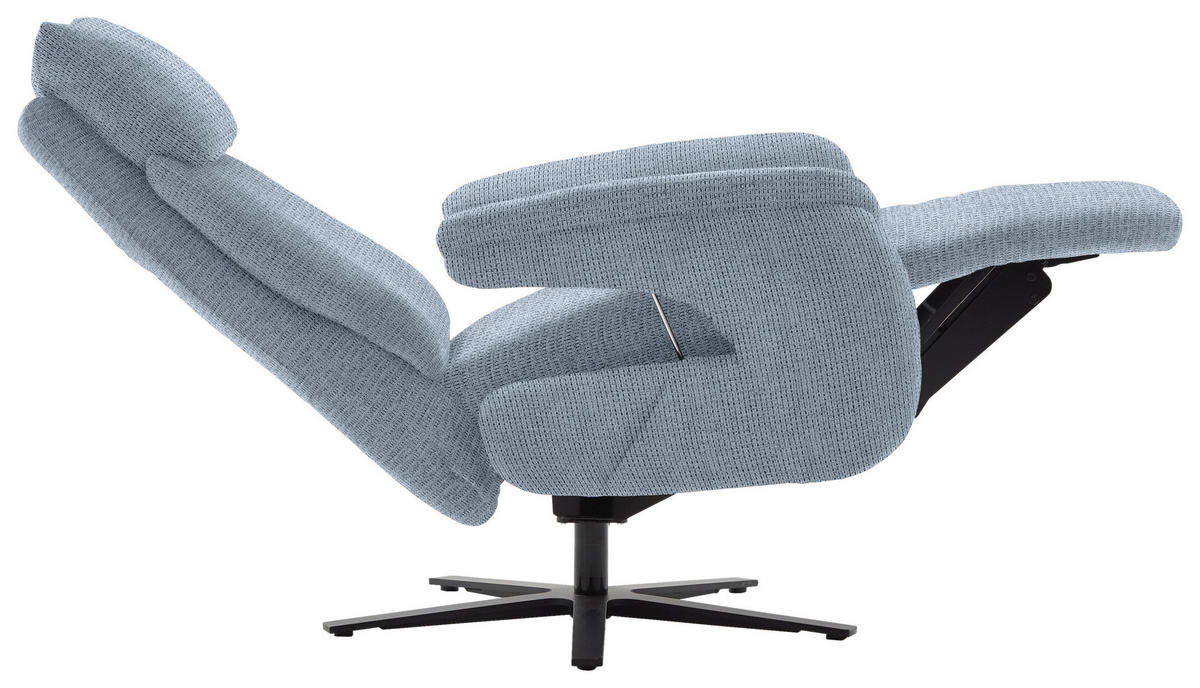 FERNSEHSESSEL in Struktur Hellblau  - Schwarz/Hellblau, Modern, Textil/Metall (73/113-117/85cm) - Cantus