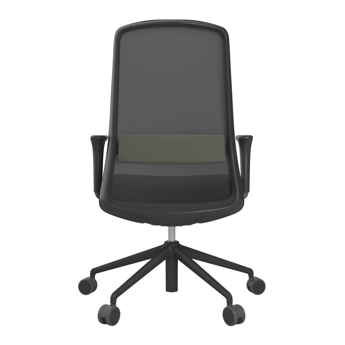 DREHSTUHL Schwarz, Schieferfarben  - Schieferfarben/Schwarz, MODERN, Leder/Kunststoff (70/103-115/70cm)