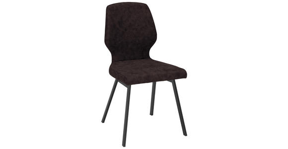 STUHL in Eisen Mikrofaser - Dunkelbraun/Schwarz, MODERN, Textil/Metall (46/91/61cm) - Venda