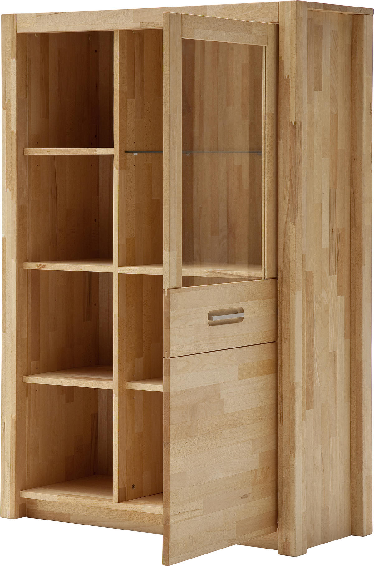 HIGHBOARD  in 98/145/40 cm  - Buchefarben/Alufarben, Design, Glas/Holz (98/145/40cm) - MID.YOU