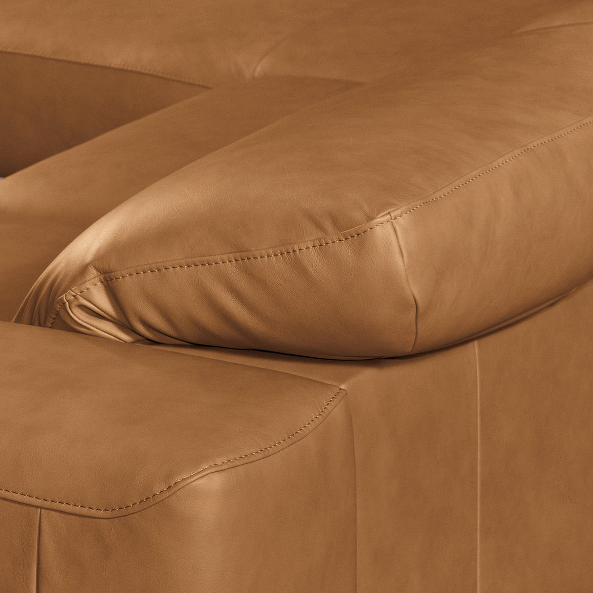 ECKSOFA  in Echtleder Cognac  187/295 cm  - Chromfarben/Cognac, Design, Leder/Metall (187/295cm) - Livetastic