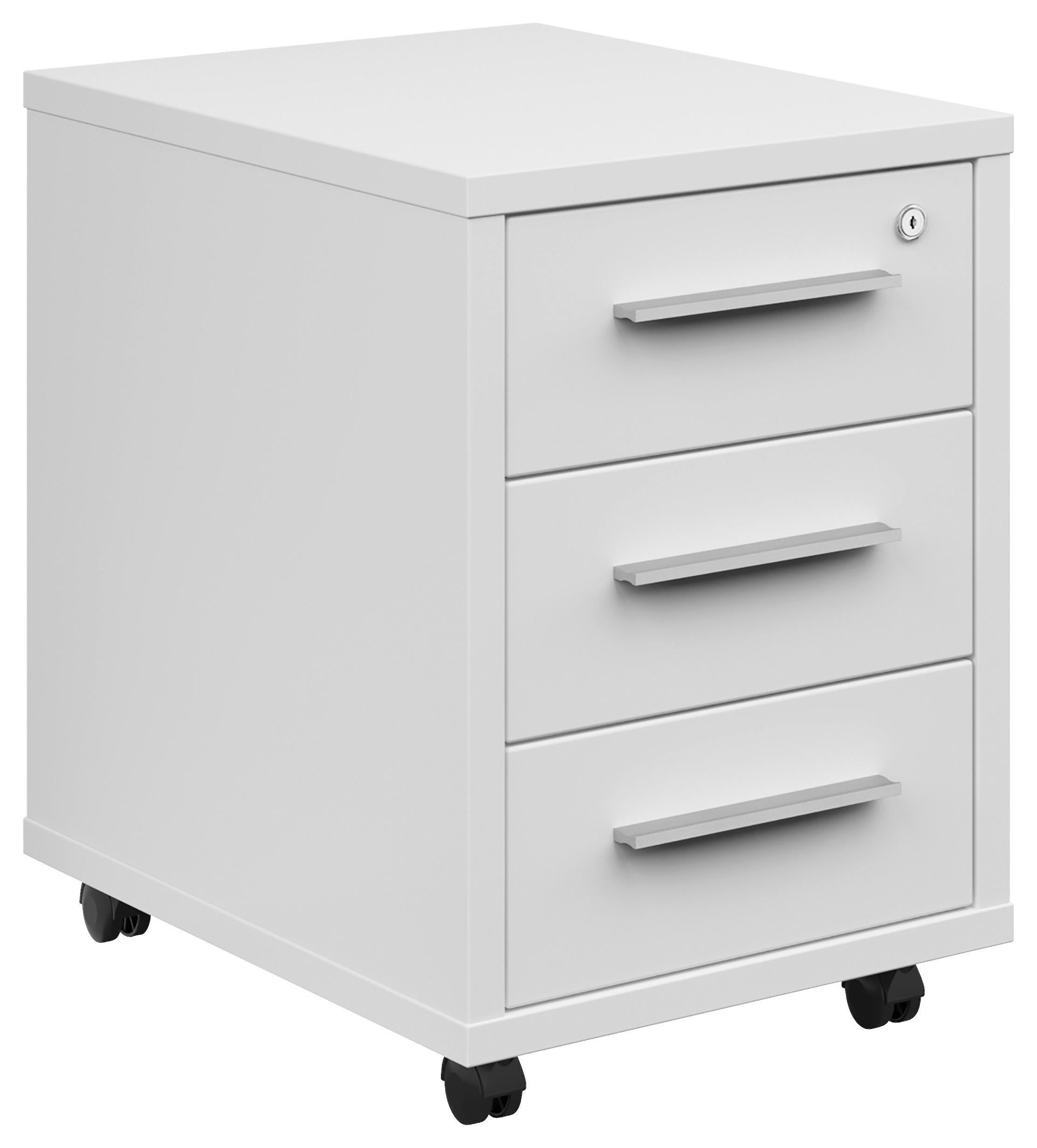 ROLLCONTAINER Weiß  - Silberfarben/Weiß, KONVENTIONELL, Holzwerkstoff/Kunststoff (43,8/64,2/65cm) - Voleo