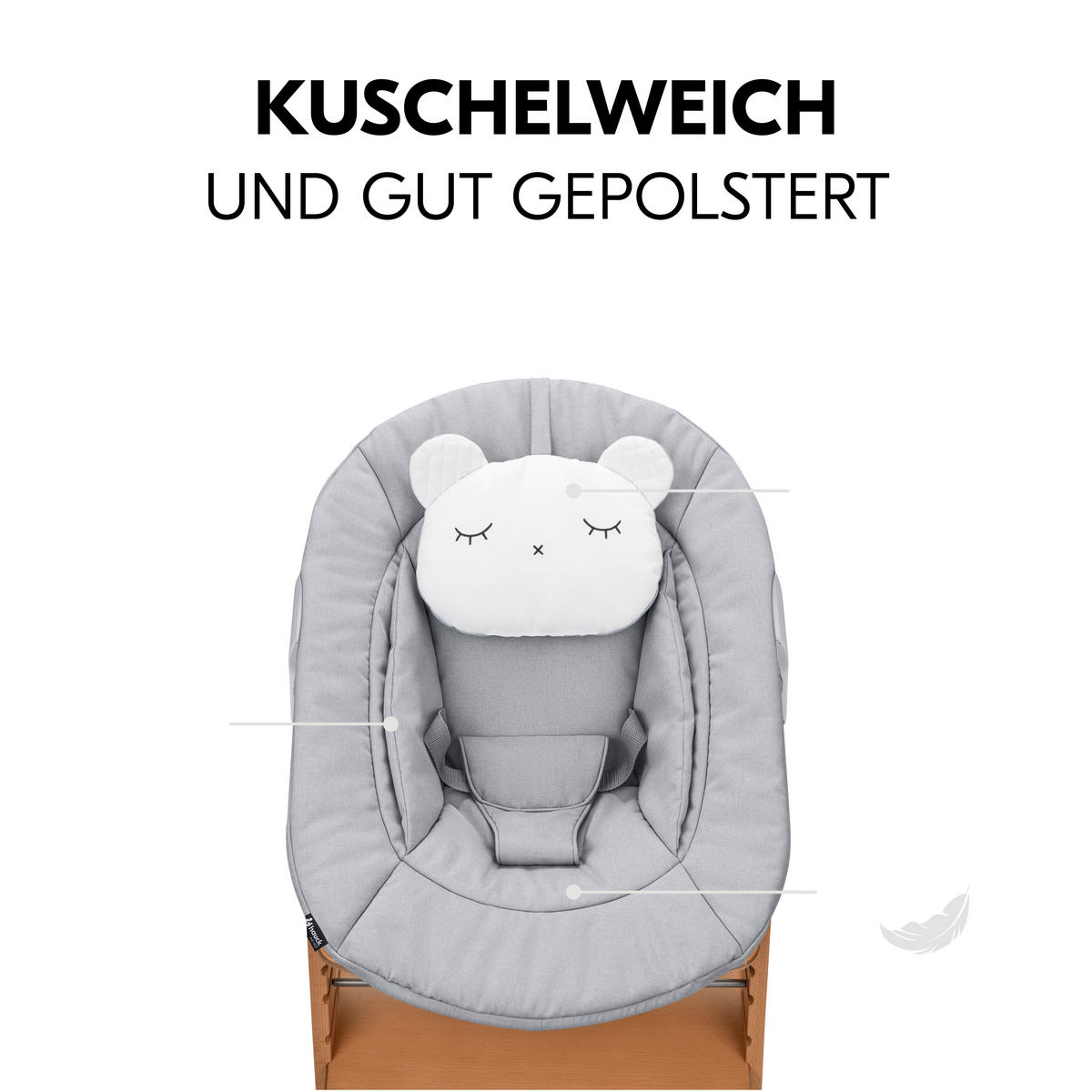 HOCHSTUHL-SET Apha Newborn Set Naturfarben, Hellgrau Nature Grey  - Hellgrau/Naturfarben, Basics, Holz/Textil (65/93,5/49cm) - Hauck