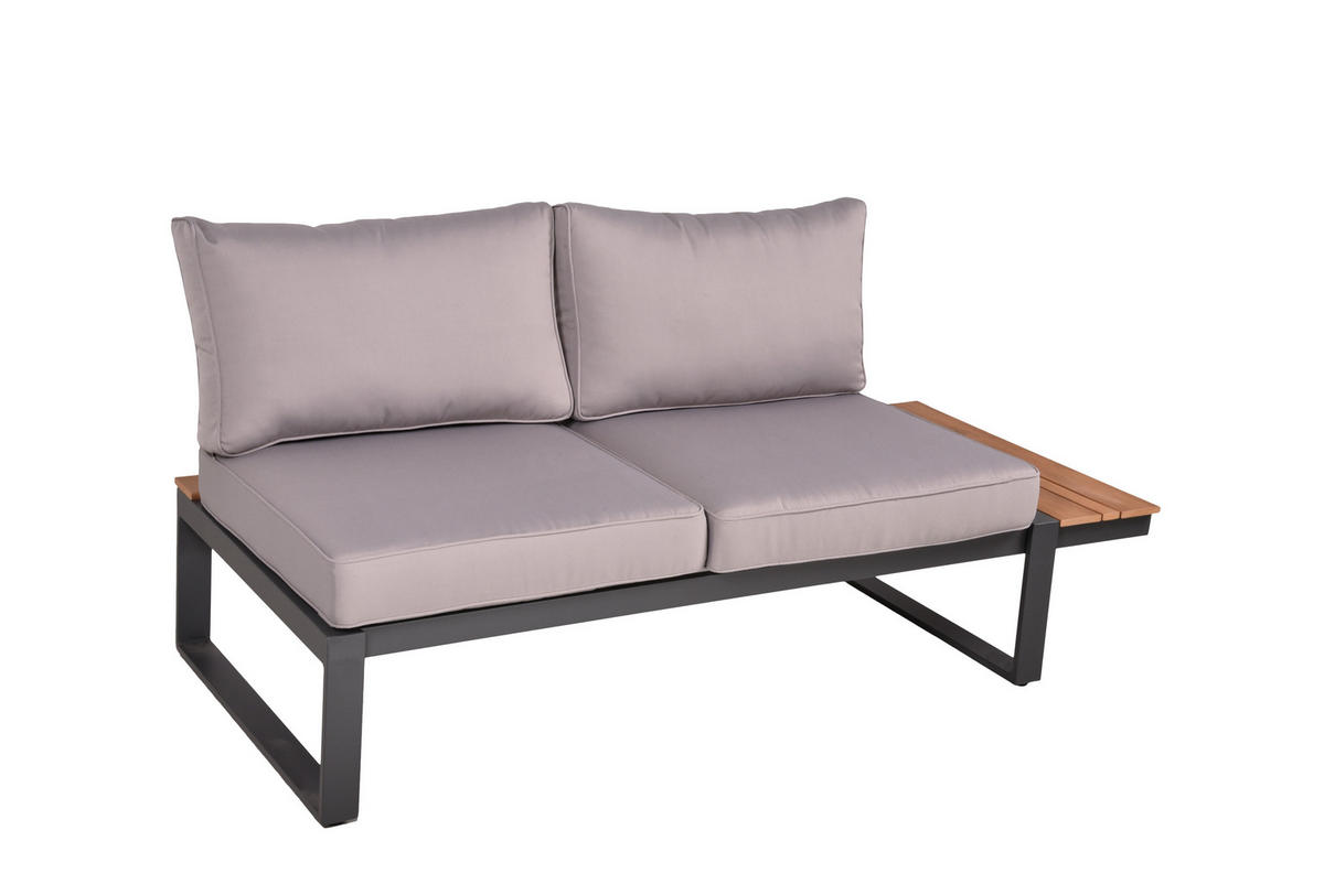LOUNGEGARNITUR Aluminium  - Hellbraun/Dunkelgrau, Basics, Kunststoff/Textil - Gardenson