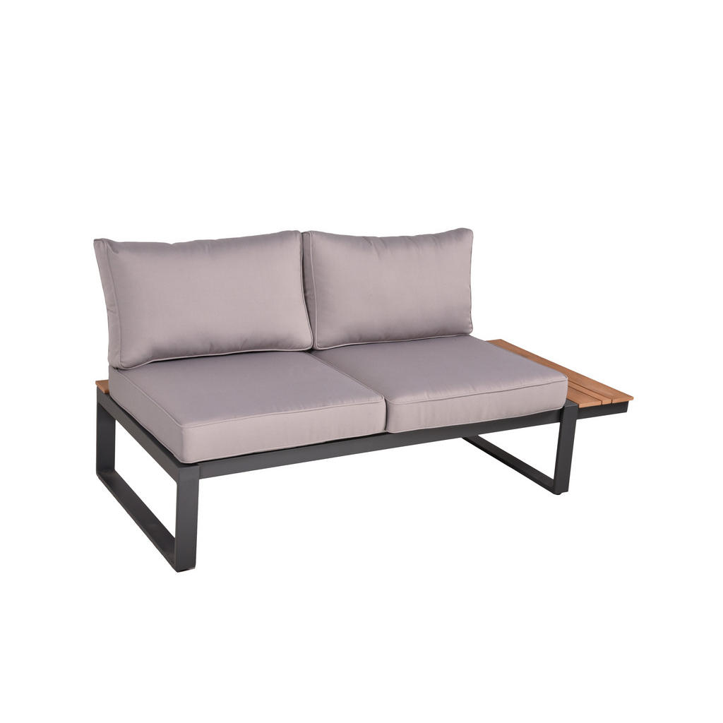 Thumbnail - Gardenson Loungegarnitur, Anthrazit, Dunkelgrau, Hellbraun, Metall, Kunststoff, Textil, 6-teilig, Füllung: Polyester, L-...