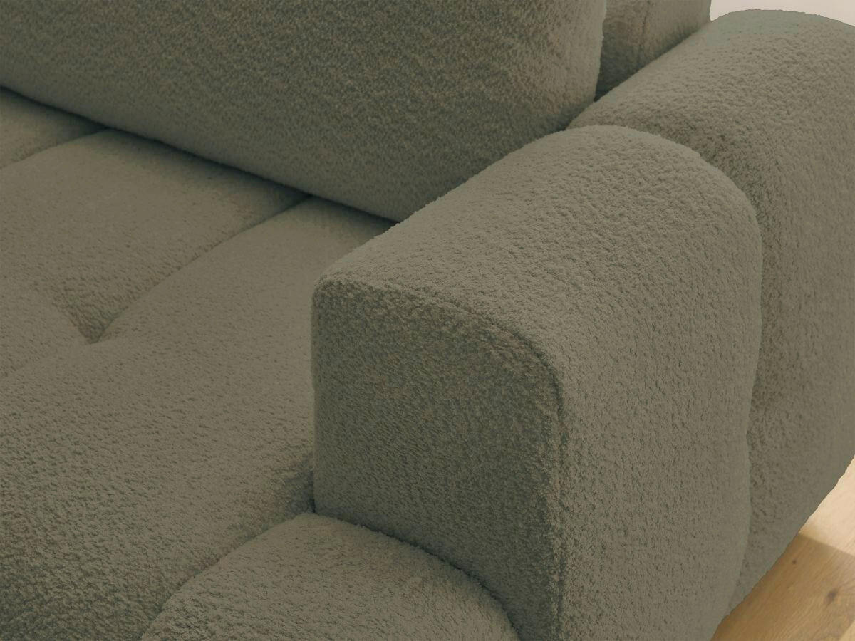 ECKSCHLAFSOFA FUJI Bouclé Grün  inkl.  - Schwarz/Grün, MODERN, Kunststoff/Textil (204/282cm)