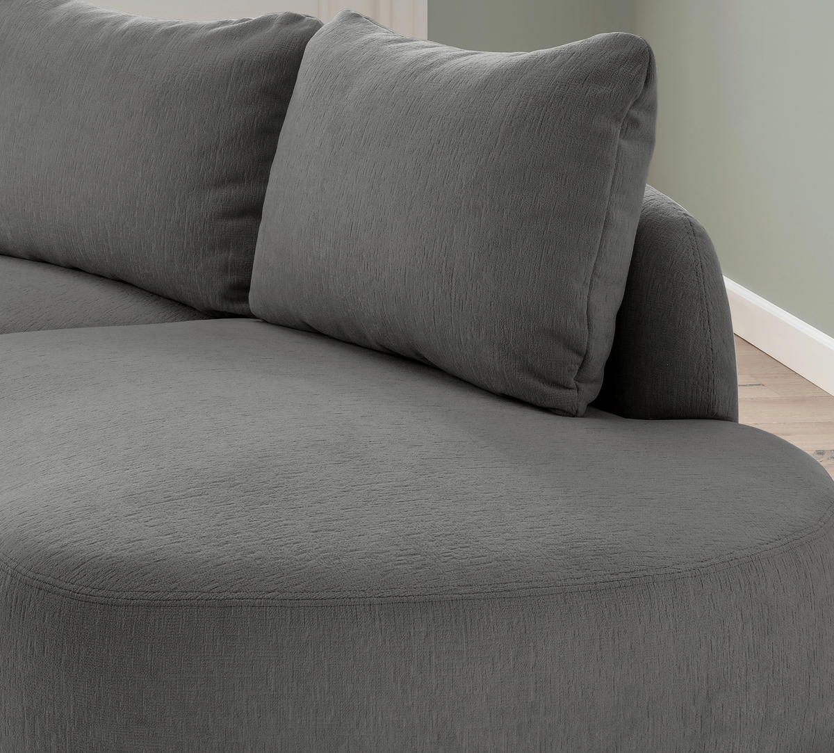 ECKSOFA in Mikrofaser Graubraun  - Graubraun/Schwarz, Modern, Kunststoff/Textil (139/250cm) - Livetastic