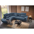 ECKSOFA in Velours Blau  - Blau/Schwarz, Design, Textil/Metall (264/299cm) - Novel