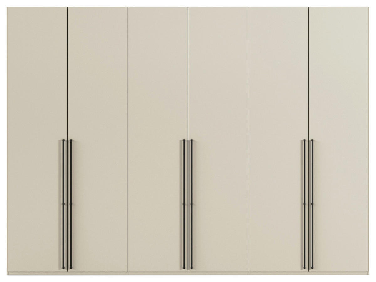 DREHTÜRENSCHRANK 301/235/61 cm,  in Champagner, 6-türig  - Champagner/Schwarz, Basics, Holzwerkstoff/Metall (301/235/61cm) - Novel