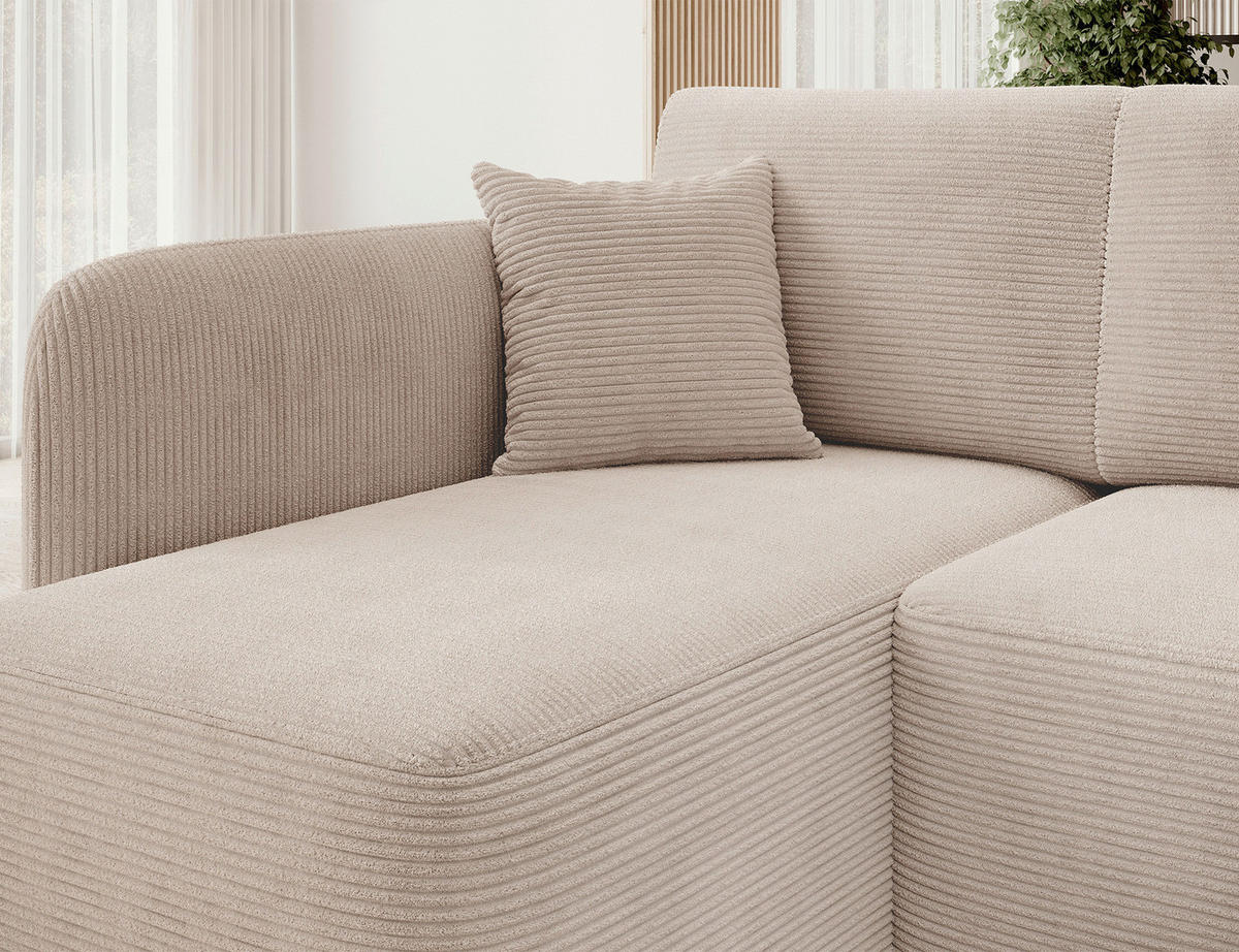 ECKSOFA HADSON in Cord Beige  150/206 cm  - Beige/Schwarz, Design, Kunststoff/Textil (150/206cm) - MID.YOU