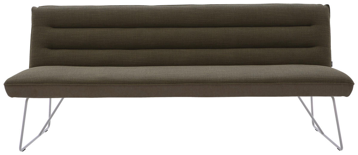 SITZBANK in Metall, Textil Braun, Edelstahlfarben  - Edelstahlfarben/Braun, Design, Textil/Metall (218/89/68cm) - Dieter Knoll