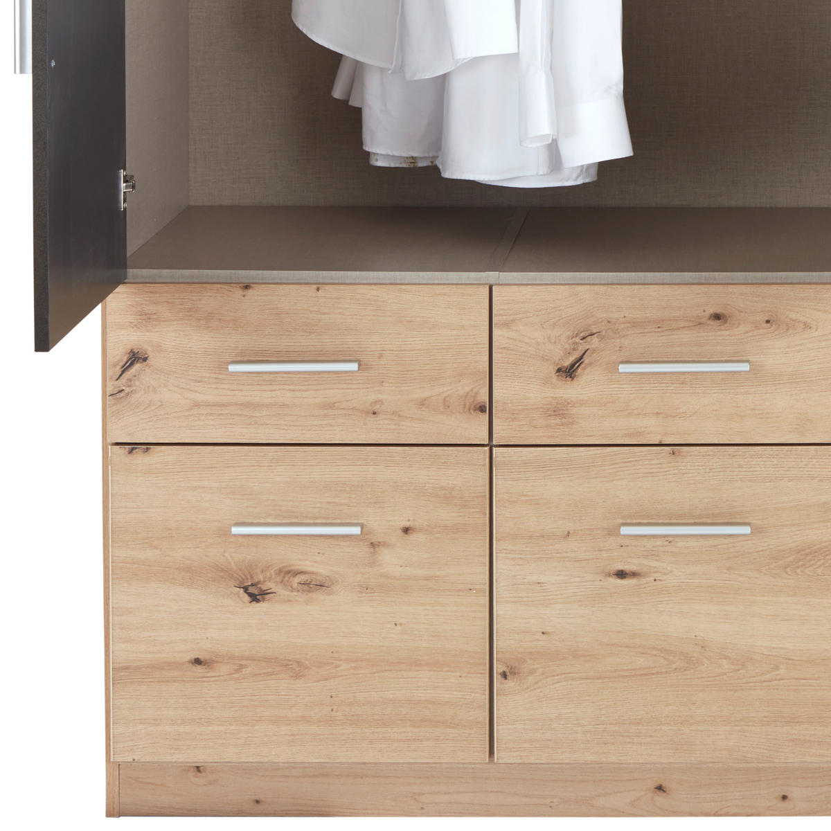 KLEIDERSCHRANK in Dunkelgrau, Eiche Artisan  - Dunkelgrau/Silberfarben, Design, Holzwerkstoff/Kunststoff (136/197/54cm) - Carryhome