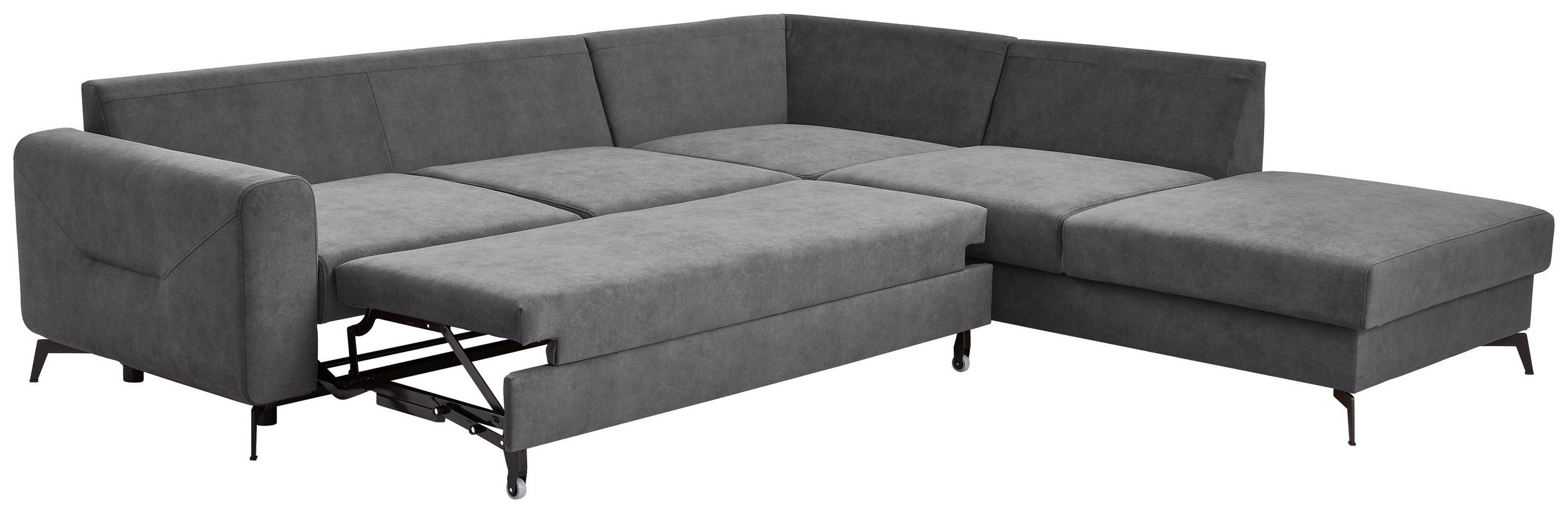Thumbnail - Carryhome Ecksofa, Dunkelgrau, Textil, 5-Sitzer, Füllung: Schaumstoff, Silikon, Ottomane rechts, L-Form, 275x257 cm, Mad...