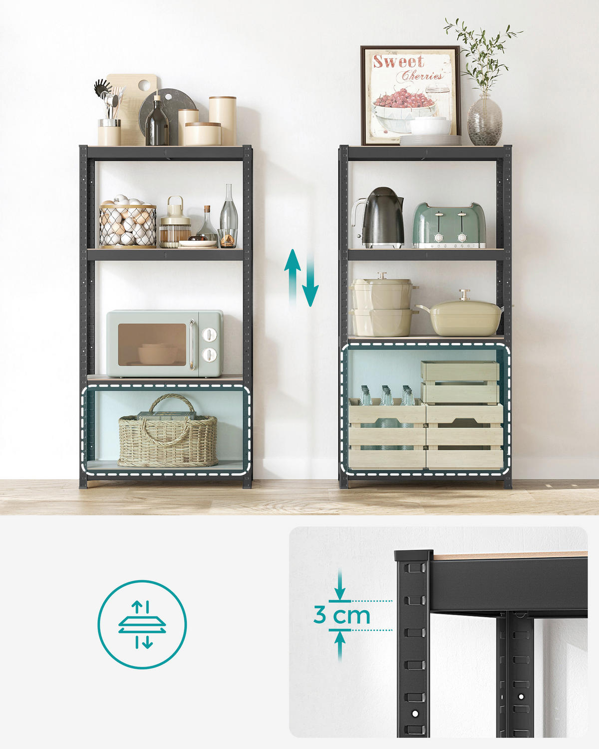 REGÁL NA ŤAŽKÉ BREMENÁ - čierna/sivobéžová, Basics, kov/kompozitné drevo (80/160/40cm)