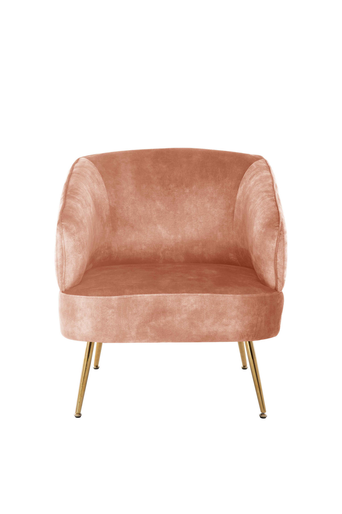 SESSEL Samt Rosa    - Goldfarben/Rosa, Design, Textil/Metall (76/69/75cm) - Livetastic