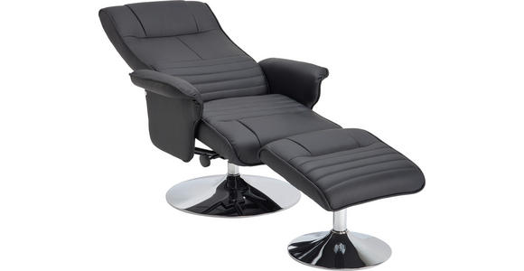 RELAXSESSELSET Lederlook - Chromfarben/Schwarz, Design, Textil/Metall (77/95-111/81-117cm) - Cantus