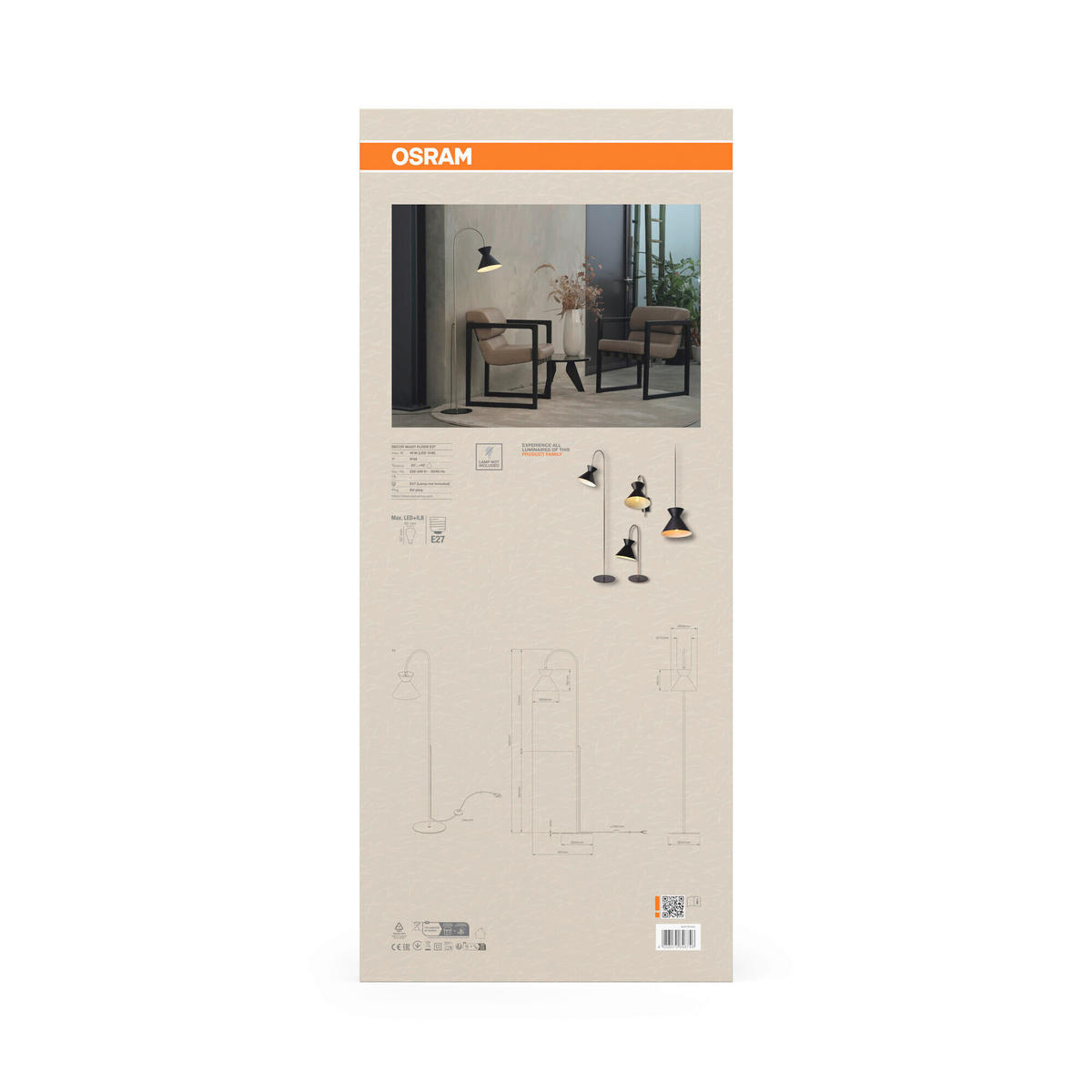 STEHLEUCHTE 24/45/140 cm    - Schwarz, Basics, Metall (24/45/140cm) - Osram