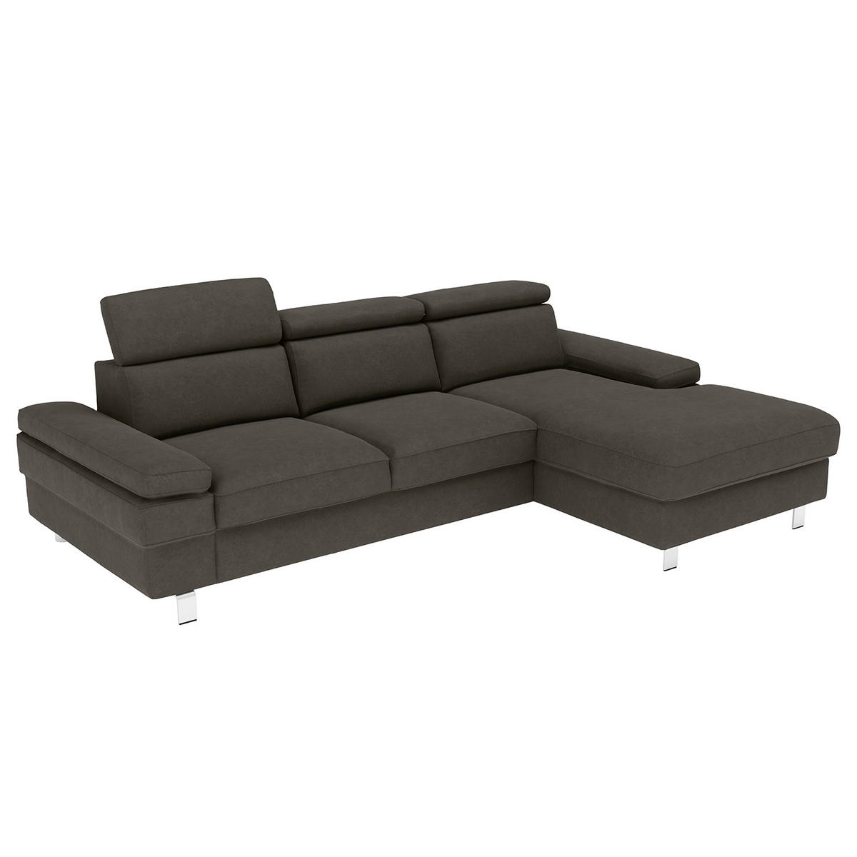 ECKSOFA in Mikrofaser Anthrazit  - Anthrazit/Silberfarben, Konventionell, Textil/Metall (182/82/260cm) - Trendmanufaktur