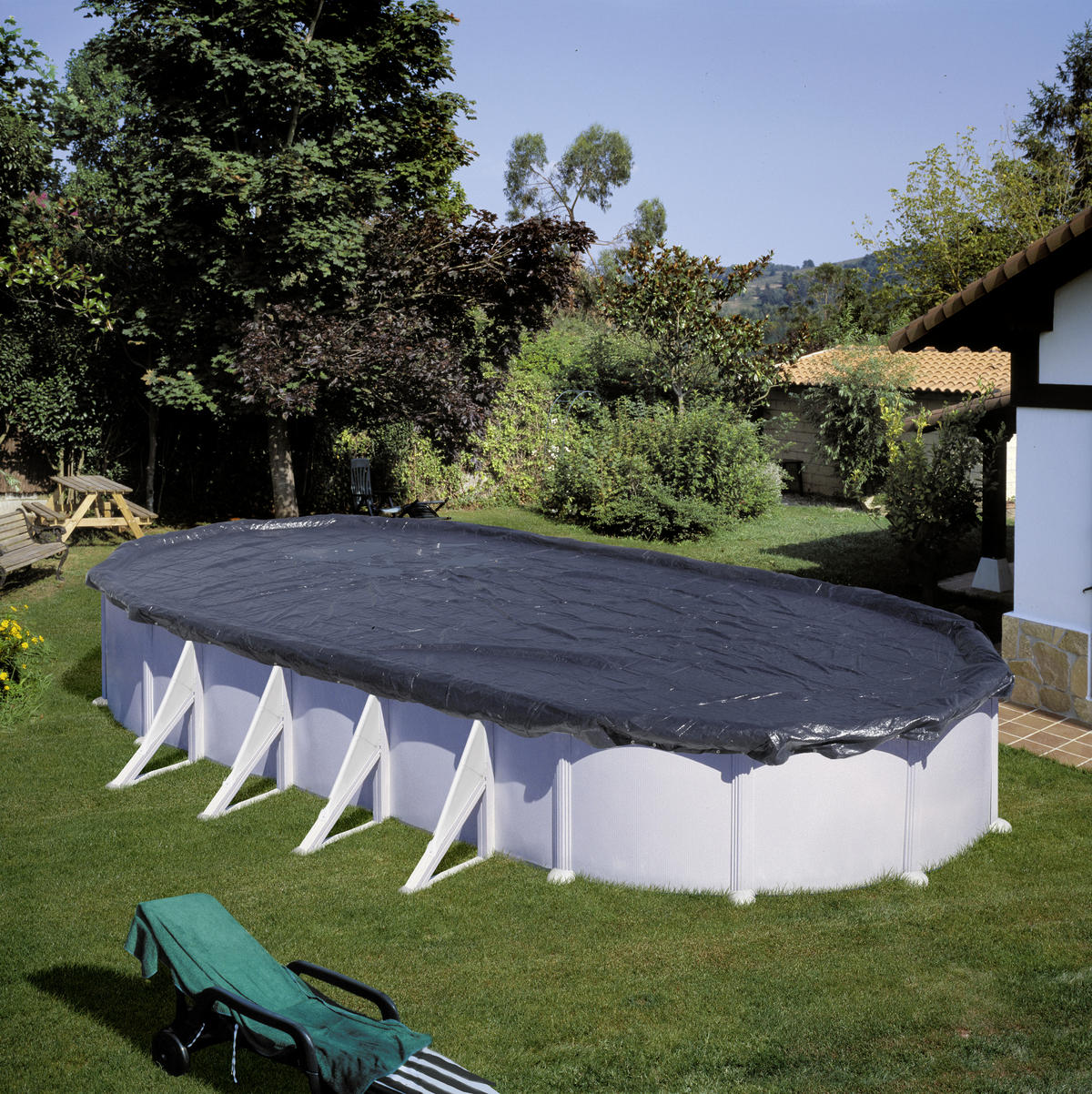 POOLABDECKPLANE 460/680 cm  - Schwarz, KONVENTIONELL, Kunststoff (460/680cm) - Gre