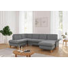 WOHNLANDSCHAFT Grau Flachgewebe  - Eichefarben/Grau, KONVENTIONELL, Holz/Textil (195/314/164cm) - Sit & More