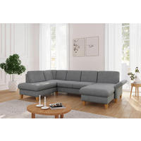 WOHNLANDSCHAFT Grau Flachgewebe  - Eichefarben/Grau, KONVENTIONELL, Holz/Textil (195/314/164cm) - Sit & More
