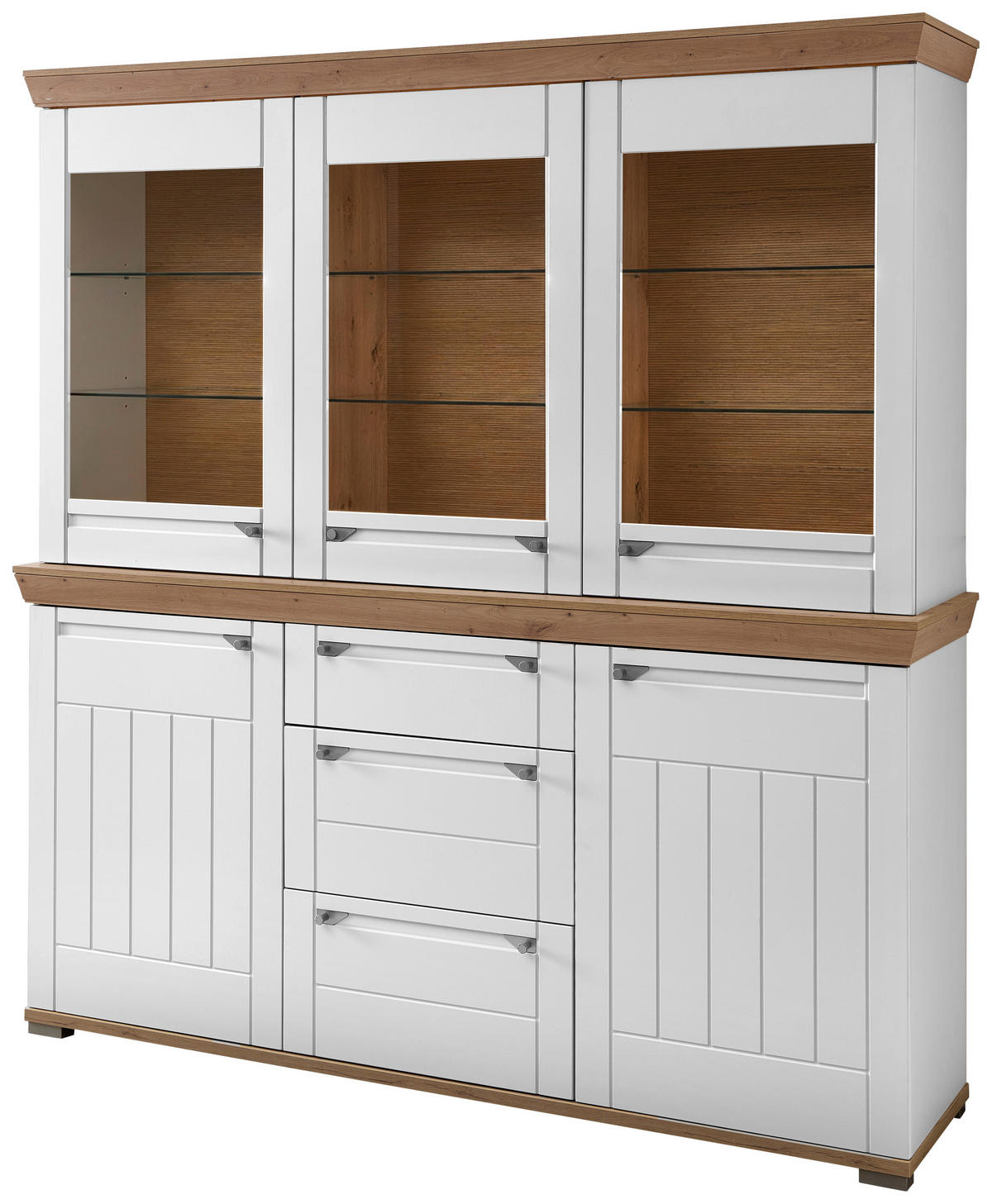 BUFFET 200/208/47 cm  in Kaschmir, Eiche Artisan  - Kaschmir/Eiche Artisan, ROMANTIK / LANDHAUS, Glas/Holzwerkstoff (200/208/47cm) - Landscape