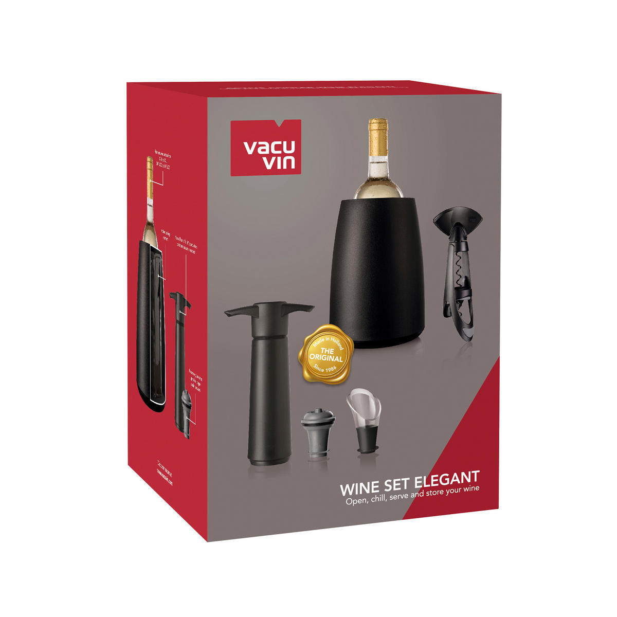 SET ZA VINO  - crna, Basics, plastika (15.3/21/15.3cm) - Vacu Vin