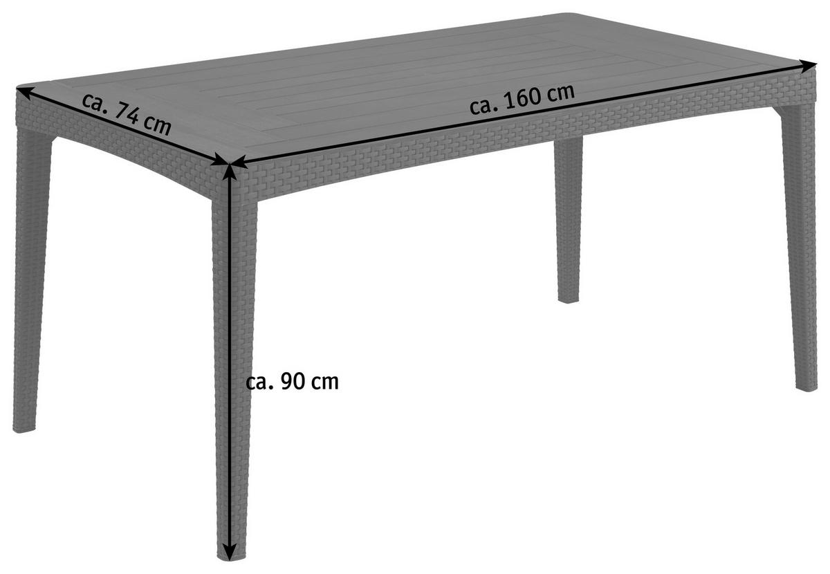 GARTENTISCH Kunststoff Graphitfarben rechteckig  - Graphitfarben, Design, Kunststoff (160/74/90cm) - Ambia Garden