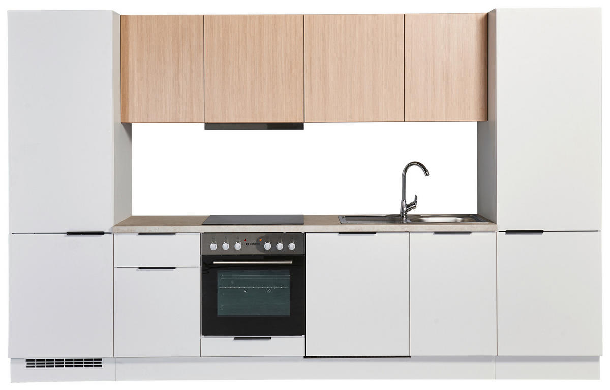 KÜCHENLEERBLOCK 340 cm   in Weiß, Eichefarben  - Eichefarben/Beige, Design, Holzwerkstoff/Metall (340cm) - MID.YOU